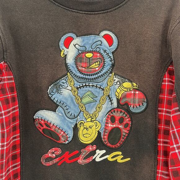 Bleeker & Mercer Extra Plaid Bear - Black/Red - Small - Picture 2 of 8